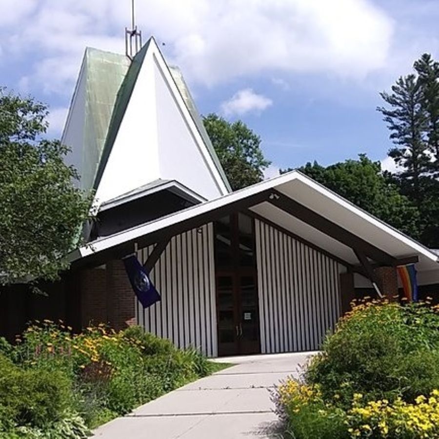Beautiful church with flower gardens