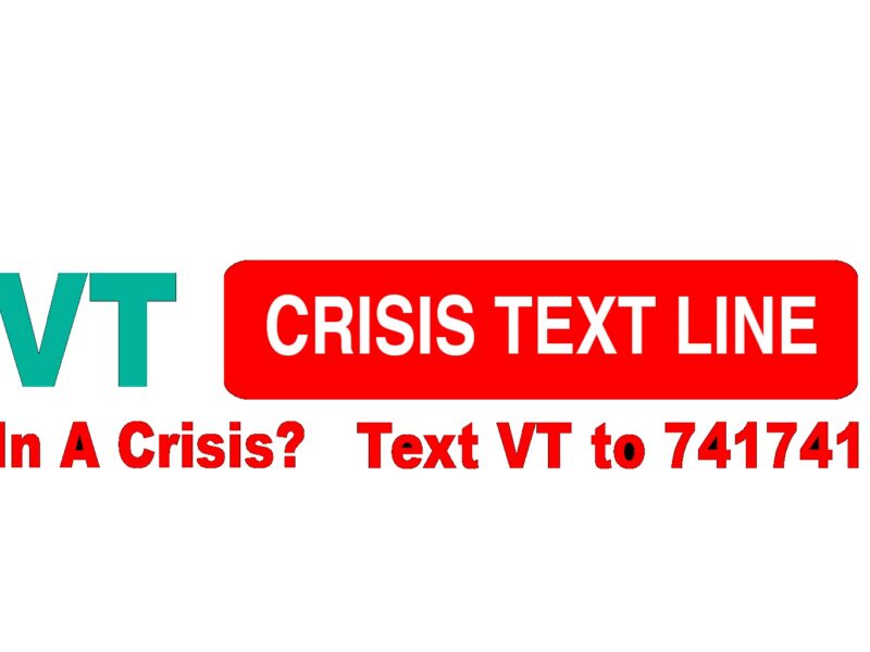 VT Crisis Text line with words text VT to 741741